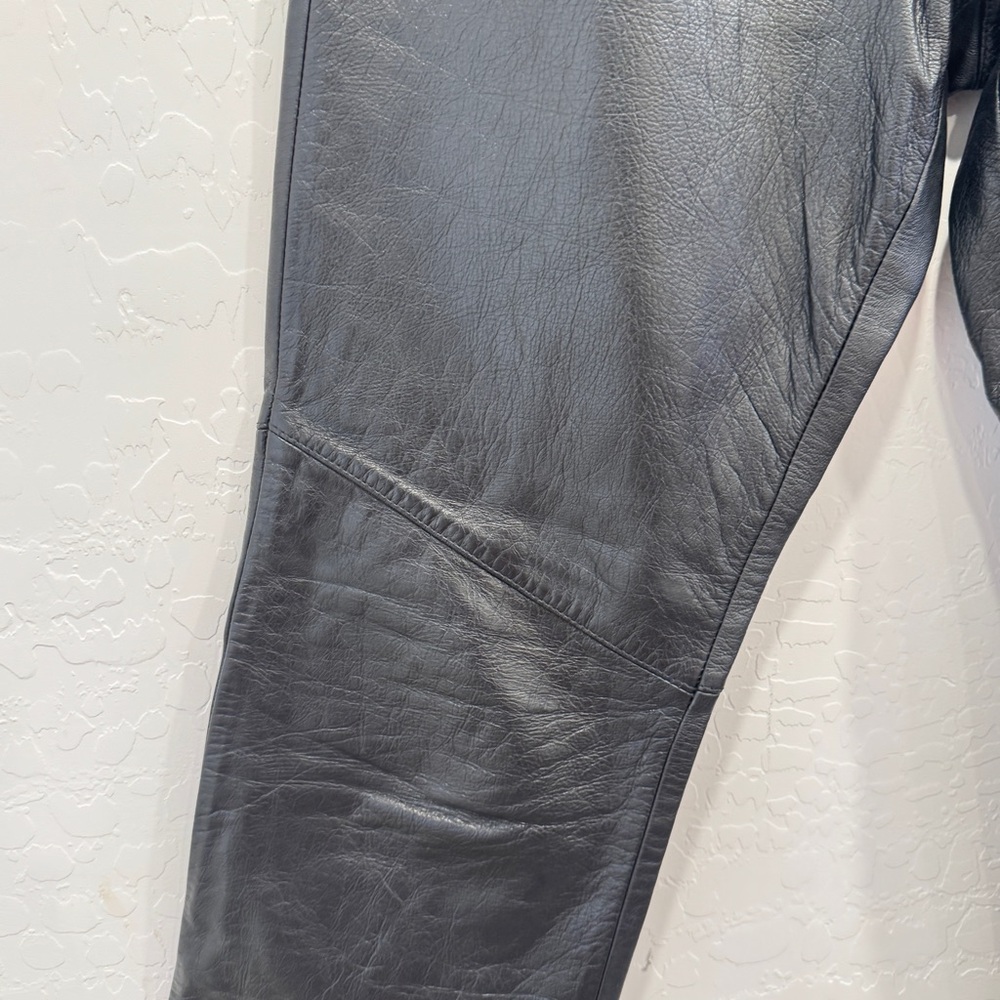 Y2K GAP Leather Boot Cut Pants Womens 8 Black Moto Motorcycle Biker Punk Goth - Picture 4 of 7